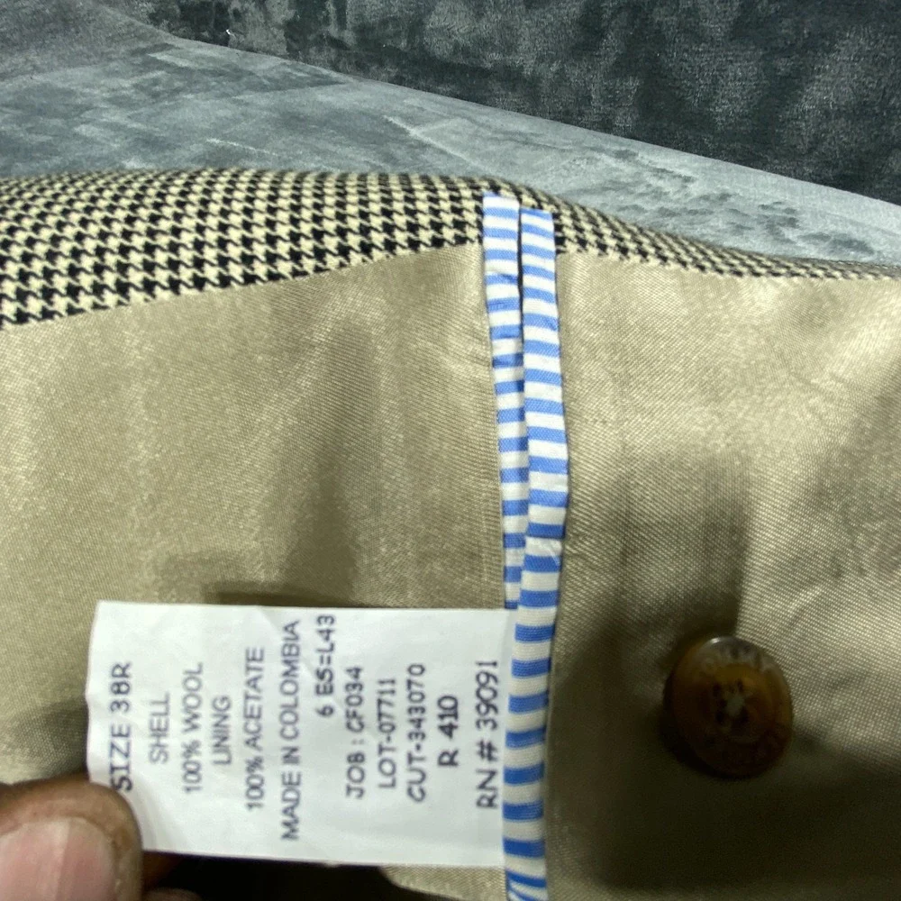 Vintage‎ Tommy Hilfiger Blazer Mens 38R Houndstooth Wool Sport Coat Jacket USA